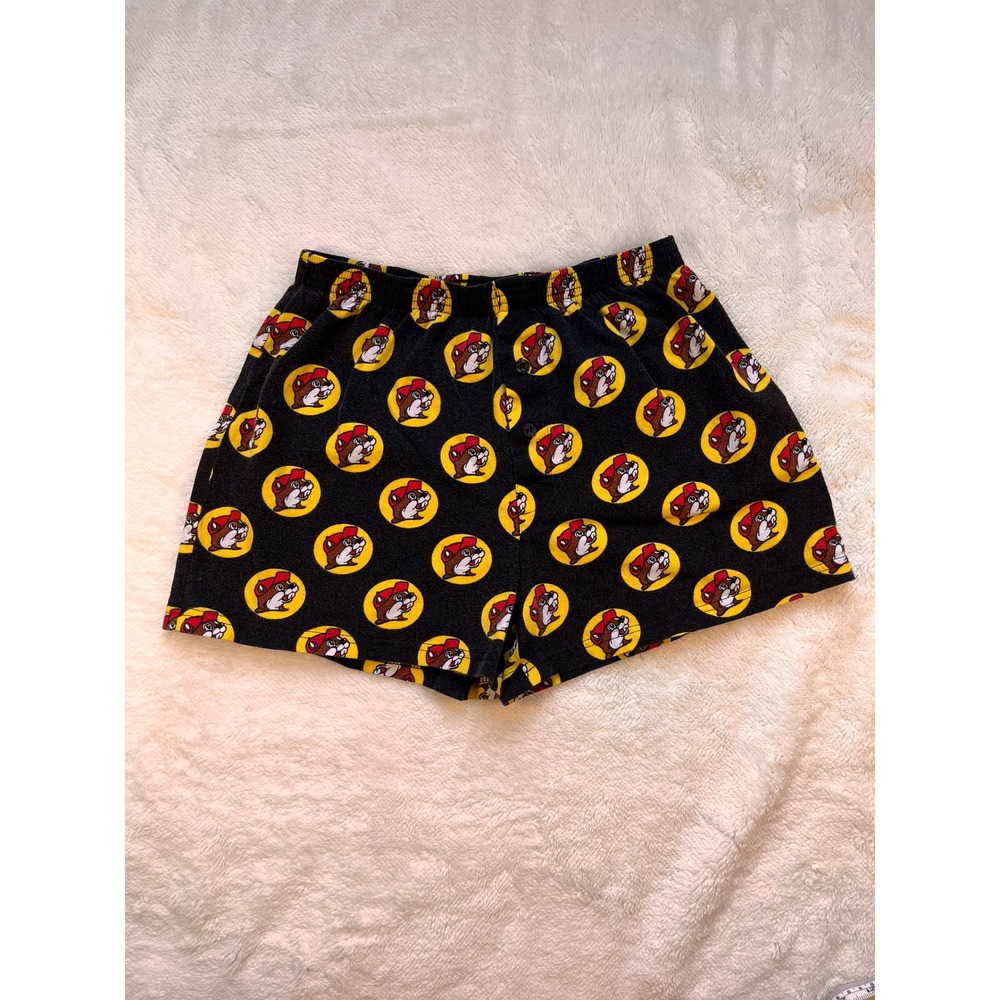 Buc-ee's Pajama BoxerShorts Mens Black All-over Beaver Logo Print -Small - Picture 1 of 5